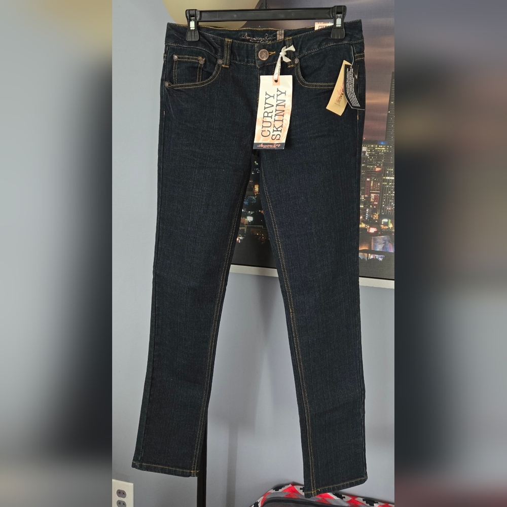 NWT Macys American Rag Curvy Skinny Jeans Womens Juniors 3-R Low Rise Dark Blue